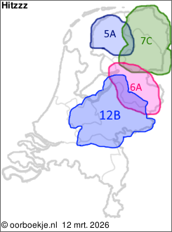 in Friesland op kanaal 5A
in Groningen en Drenthe op kanaal 7C
in Overijssel op kanaal 6A
in Utrecht en Gelderland op kanaal 12B