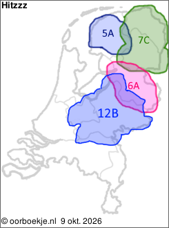 in Friesland op kanaal 5A
in Groningen en Drenthe op kanaal 7C
in Overijssel op kanaal 6A
in Utrecht en Gelderland op kanaal 12B